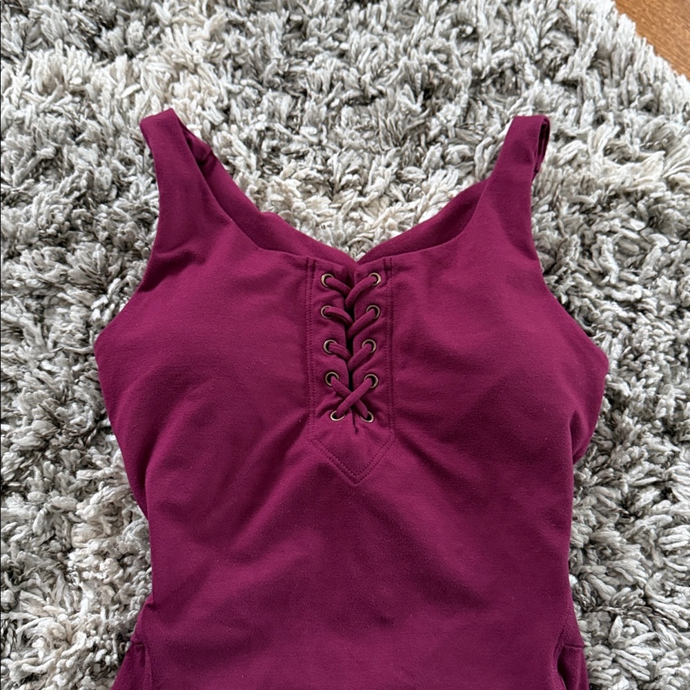 Bombshell Burgundy Lace Up Bodysuit - Picture 4 of 5